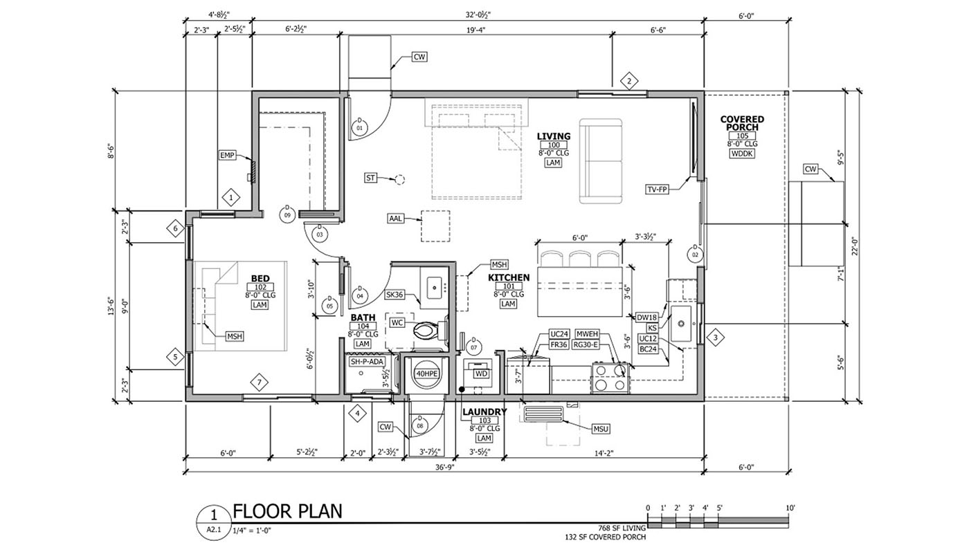 ADU model 768 floor plan.