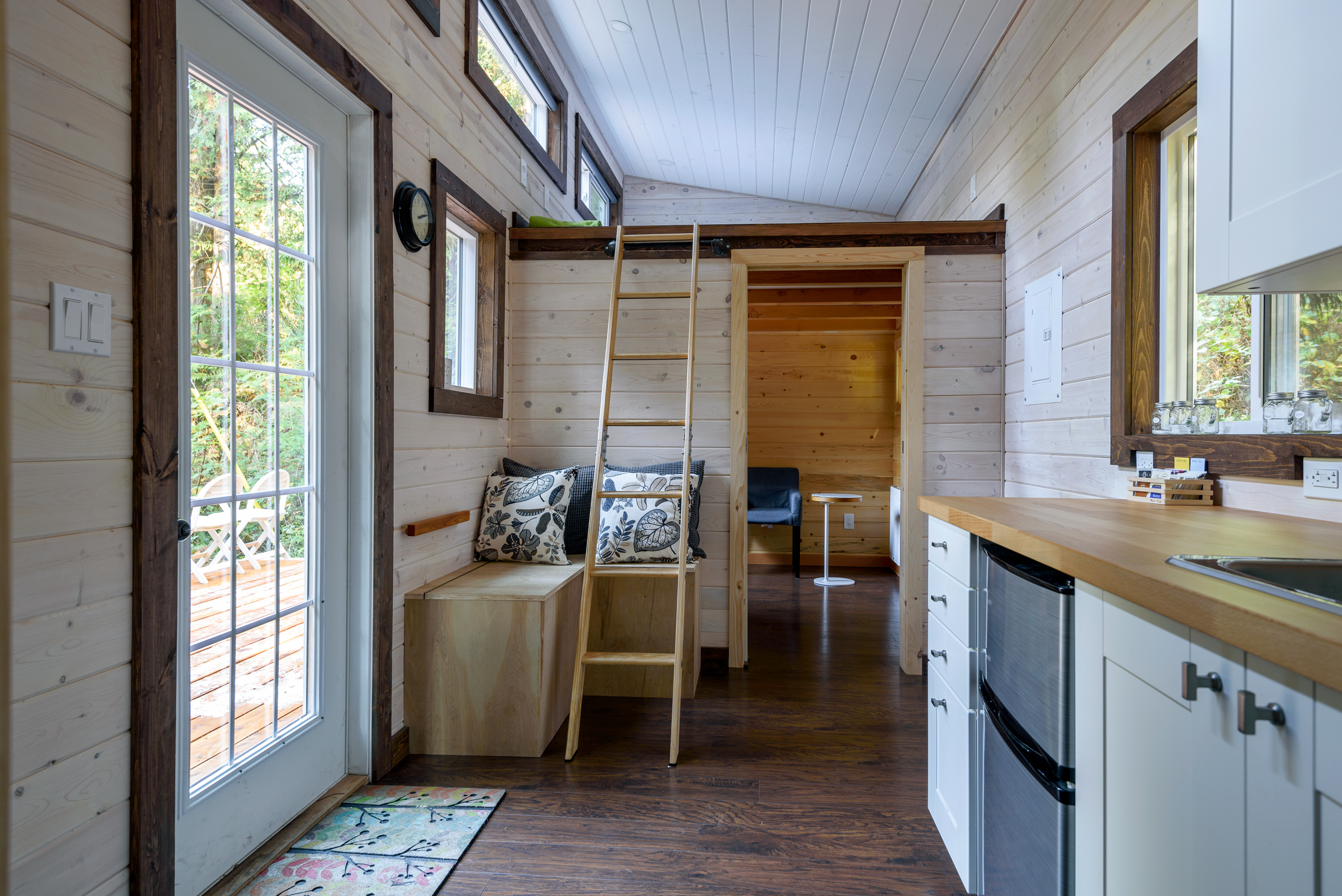 The inside of a tiny house - contact RiseCon, a California tiny house builder.